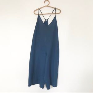 Ali Golden Blue Vneck Wide Leg Jumpsuit L